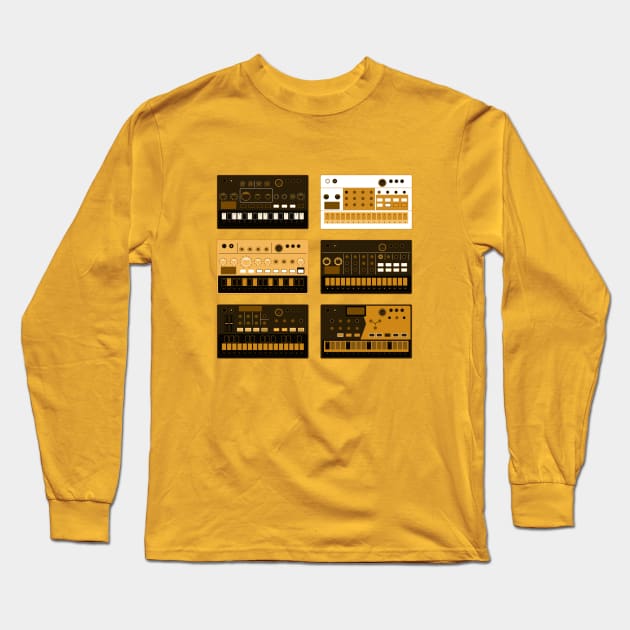 Electronic Musician Volca Synth, Drum Machine, Sampler Long Sleeve T-Shirt by Atomic Malibu